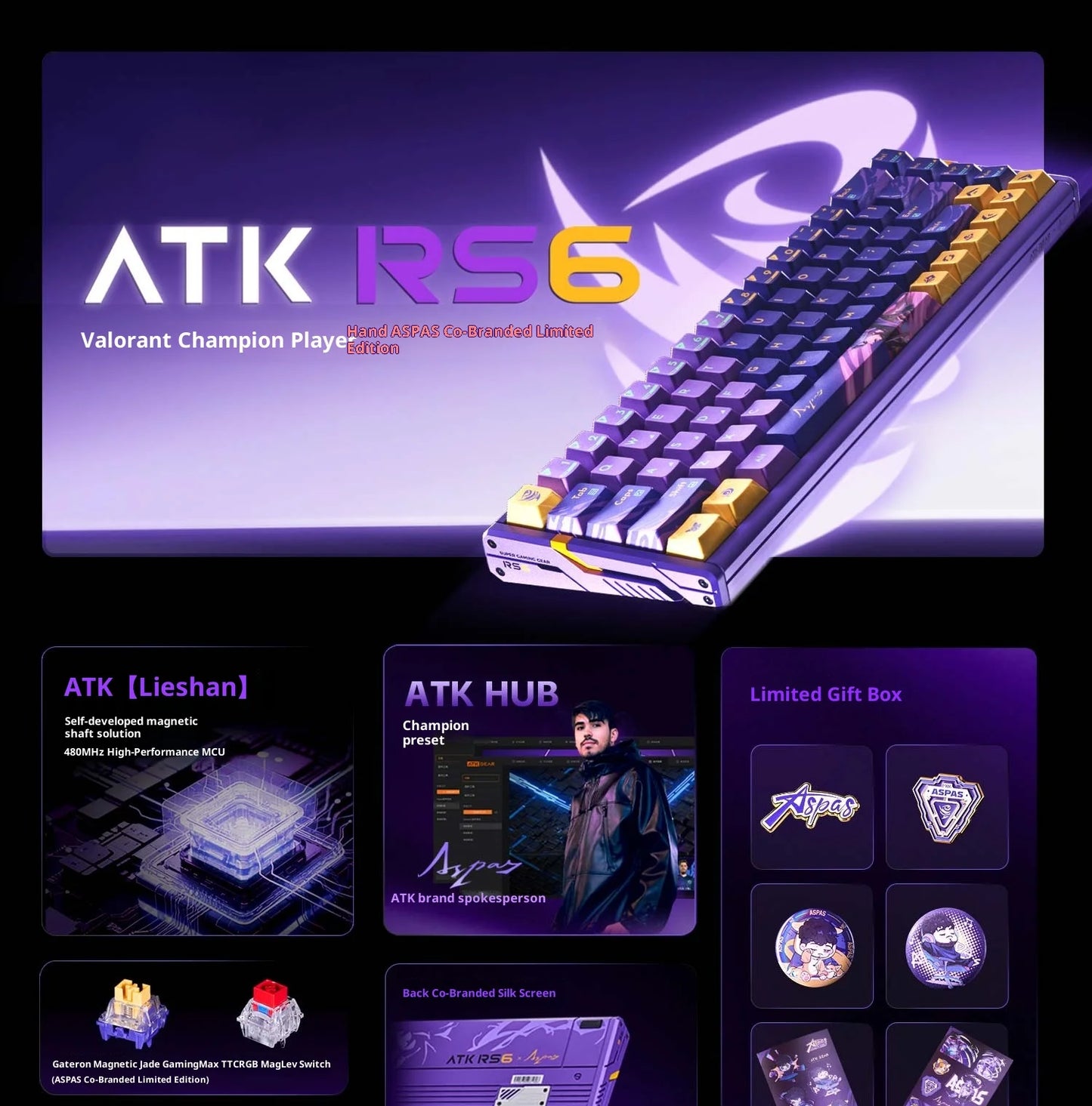 Authentic Atk Rs6 Magnetic Axis Keyboard Professional Esports Gaming Mechanical Aluminum Computer Keyboard High-End Single Mode