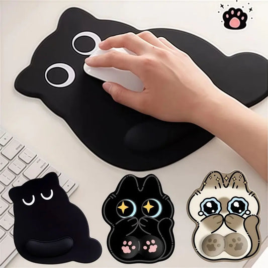 Big-eyed Cat Mouse Pad Non-Slip Comfortable Wrist Rest Typing Pad Dirt-resistant Soft Ergonomic Mouse Pad For Computer Office