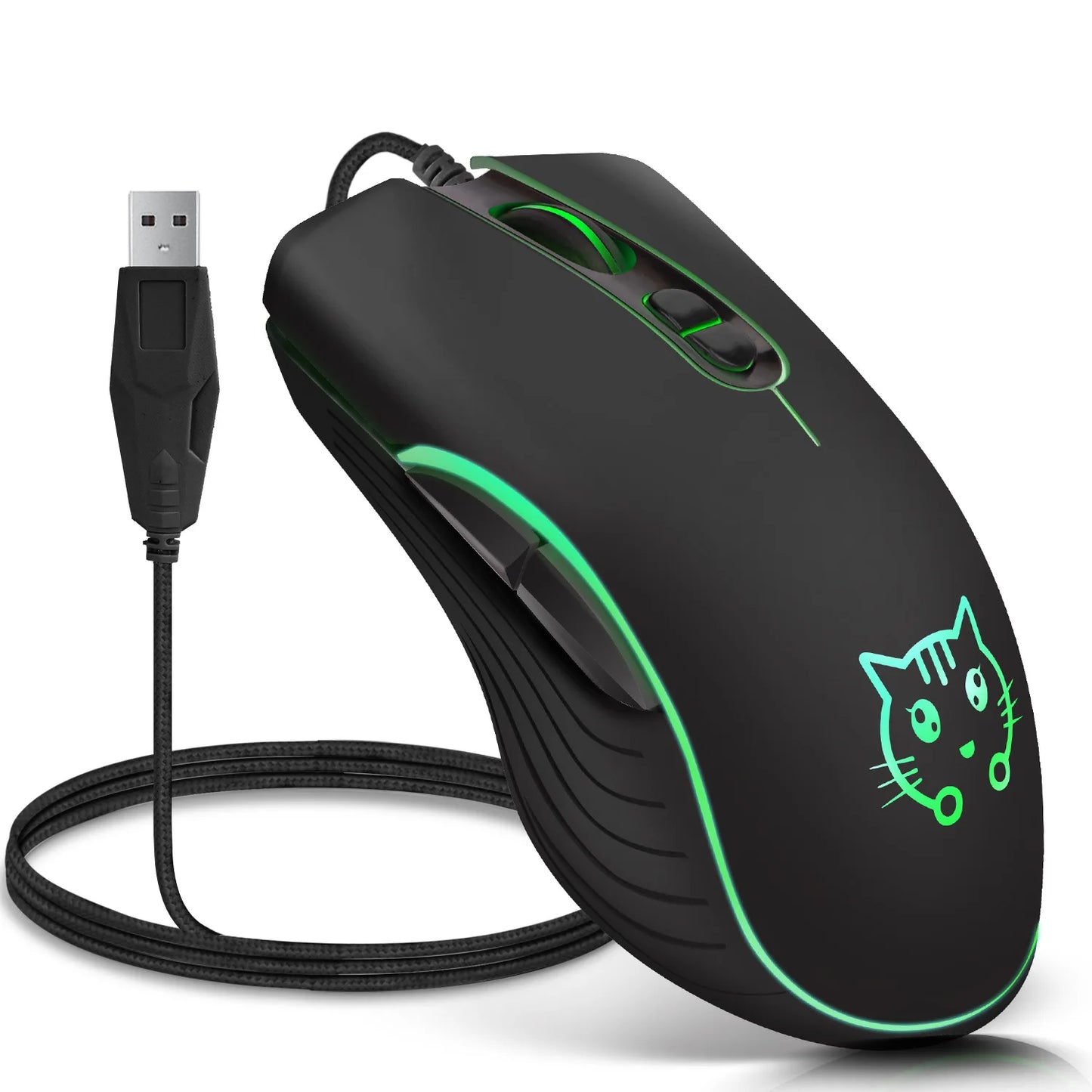 USB Wired Gaming Mouse Pink Computer Professional E-sports Mause 2400 DPI Colorful Backlit Silent Mice for Lol Data Laptop Pc