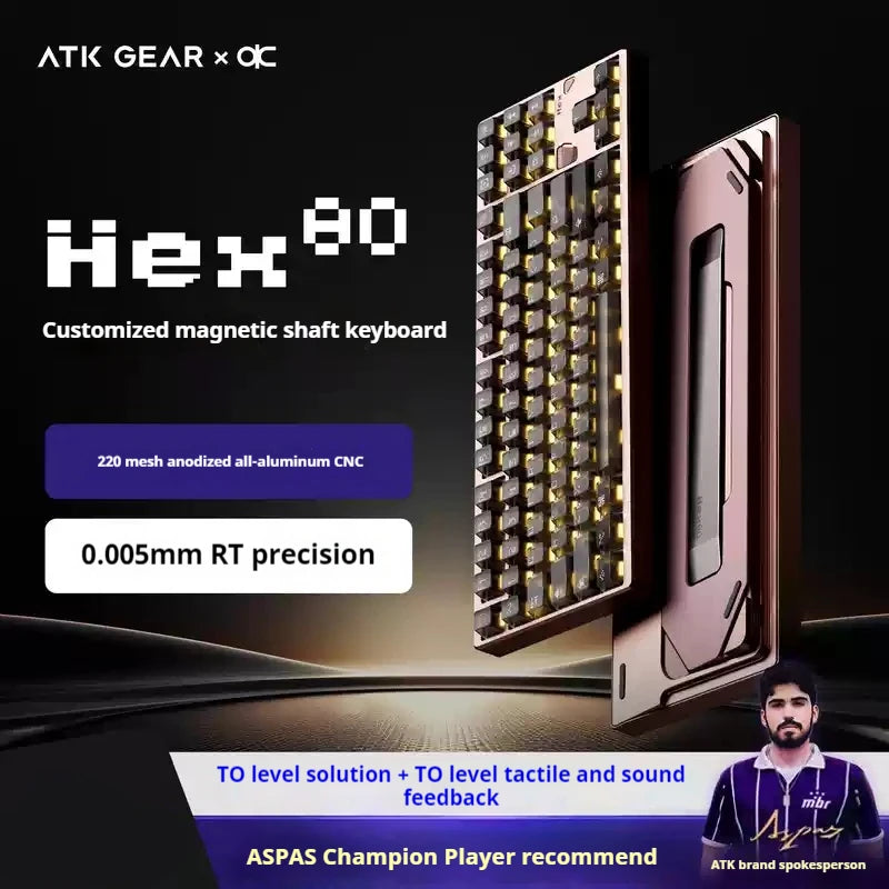 ATK×QK Hex80 Magnetic Axis Keyboard Game Esports Customization 80% Configuration Aluminum Lump Computer Peripheral WiredKeyboard