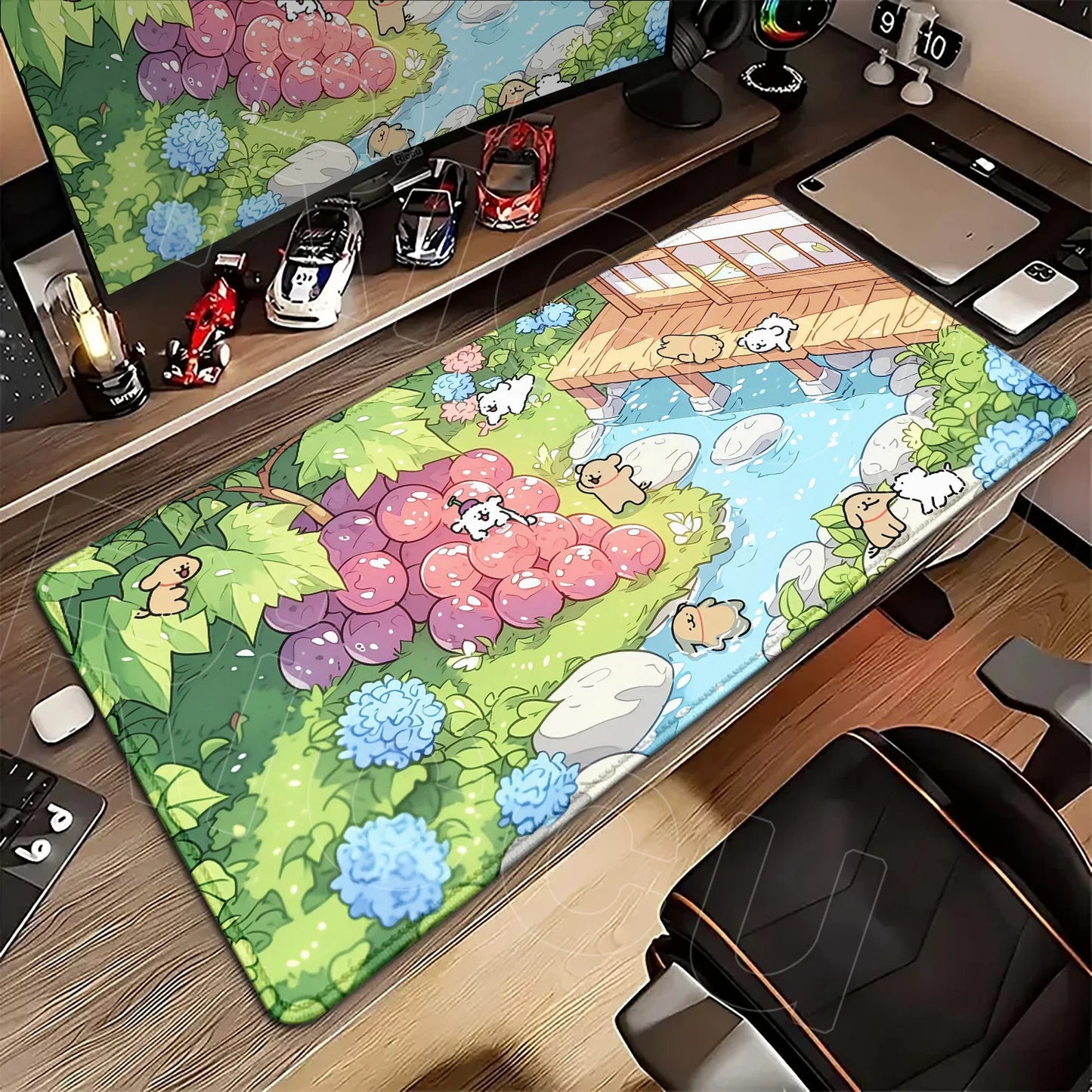 Kawaii Line Puppy Mouse Pad 90x40cm Laptop Decoration Protect Desk Mat XXL Cute Cartoon Maltese Office Non-slip Keyboard Carpets