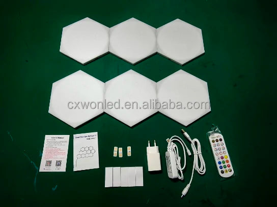 Ultra Thin Hexagon Quantum Lights RGB DIY Bluetooth WiFi Wall Night Light for Gaming Room Bigger Size U-Shaped Color Changing