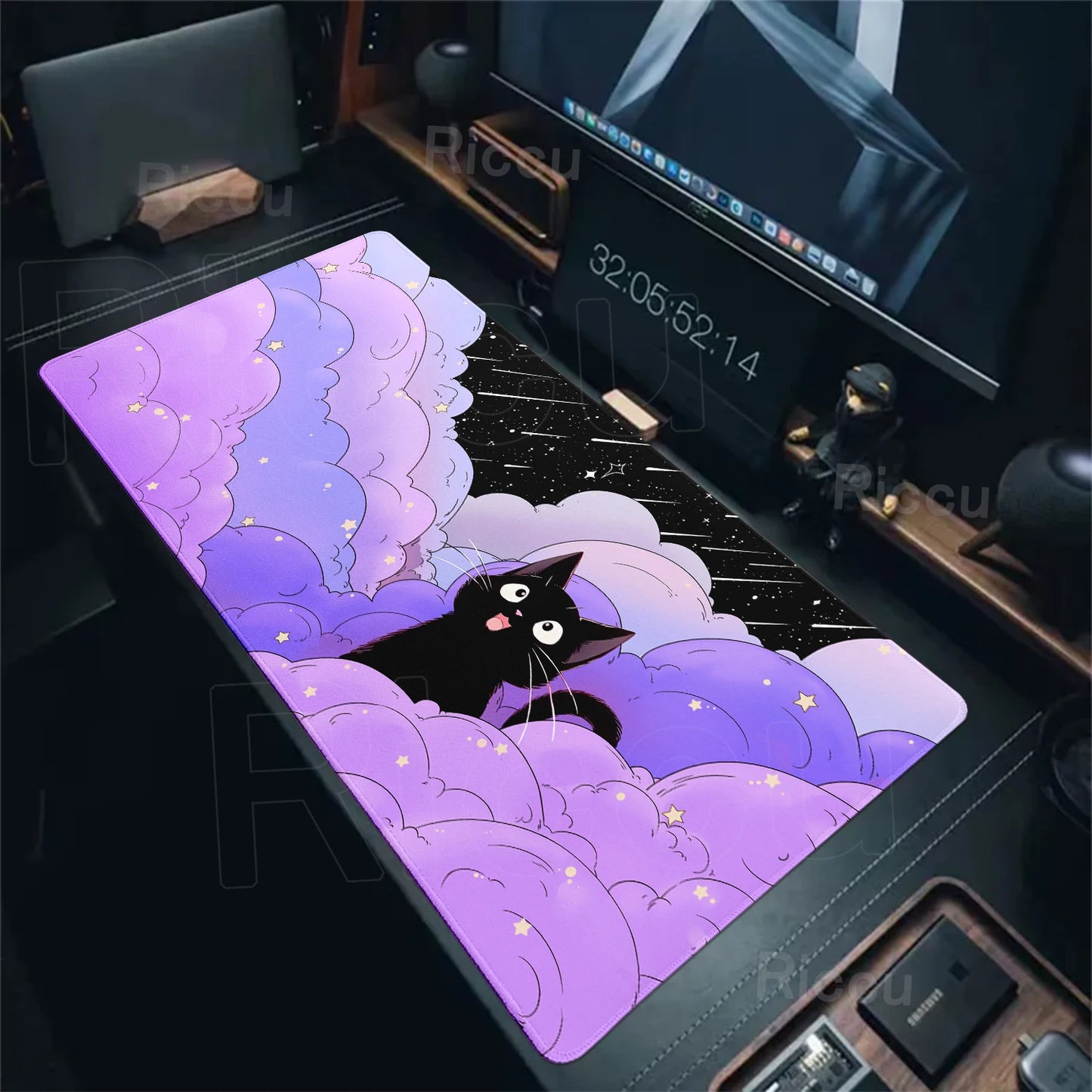 Cat Mouse Pad Office Pastel Clouds Desk Mat Large E-Sports Keyboard Pad Non-Slip Natural Rubber Mouse Mat PC Gaming Pads