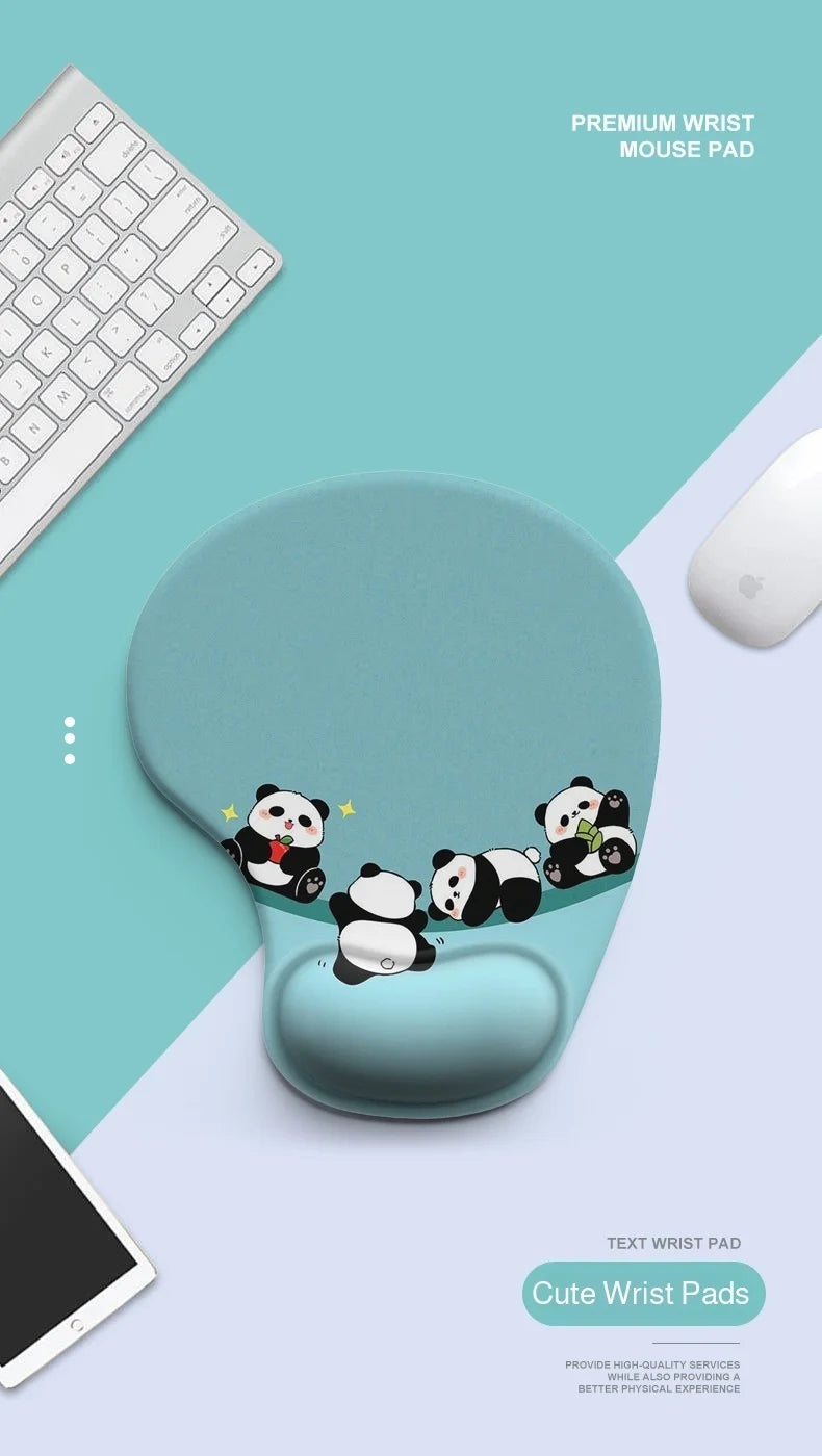 Cartoon Animal Mouse Pad Dirty Resistant  Non-Slip Base Ergonomic Wrist Pad Comfortable Mouse Pad for Typist,Office,Gaming Use