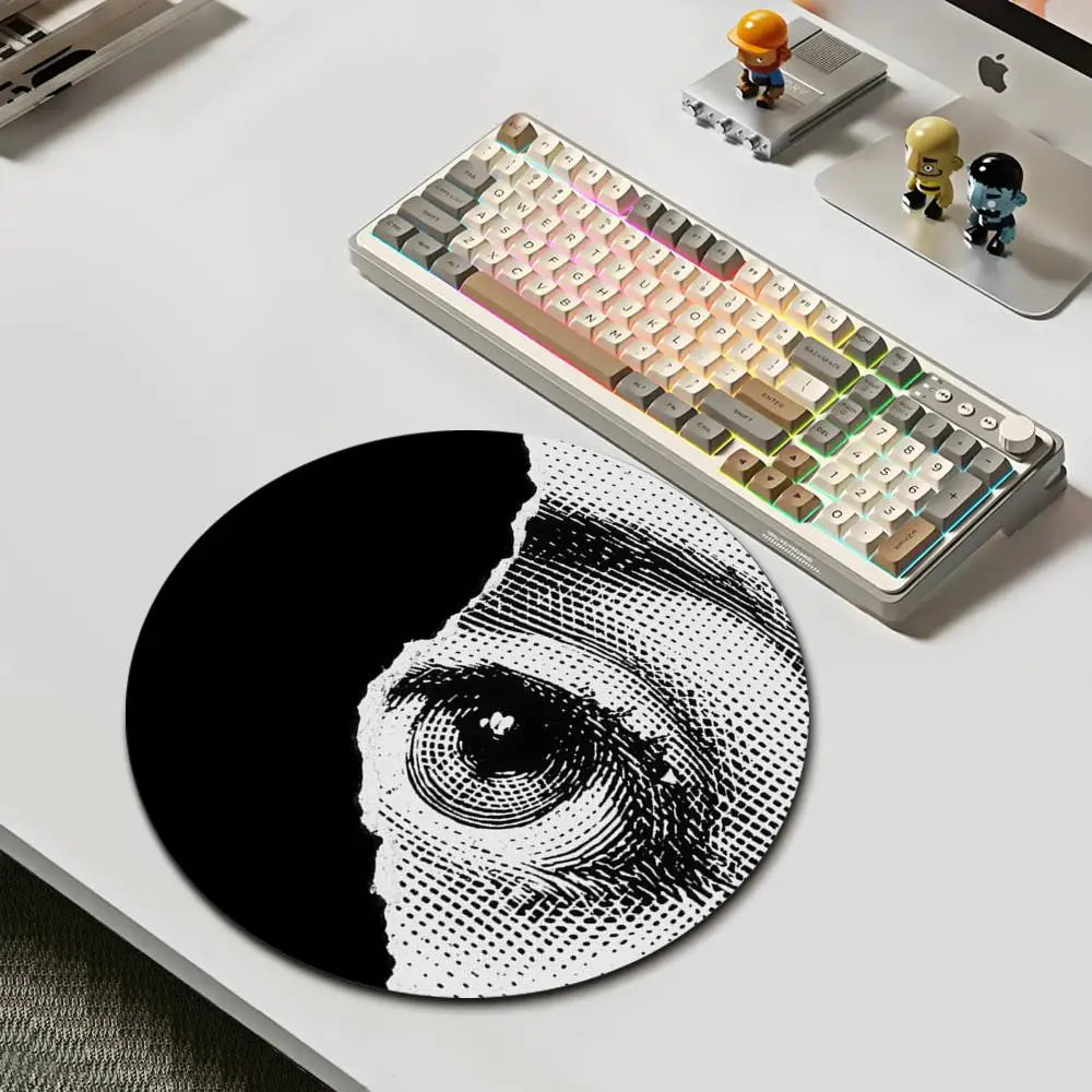 Face Art Fornasettie Circular Mouse Pad game e-sports universal desktop laptop simple office rubber small non-slip pad