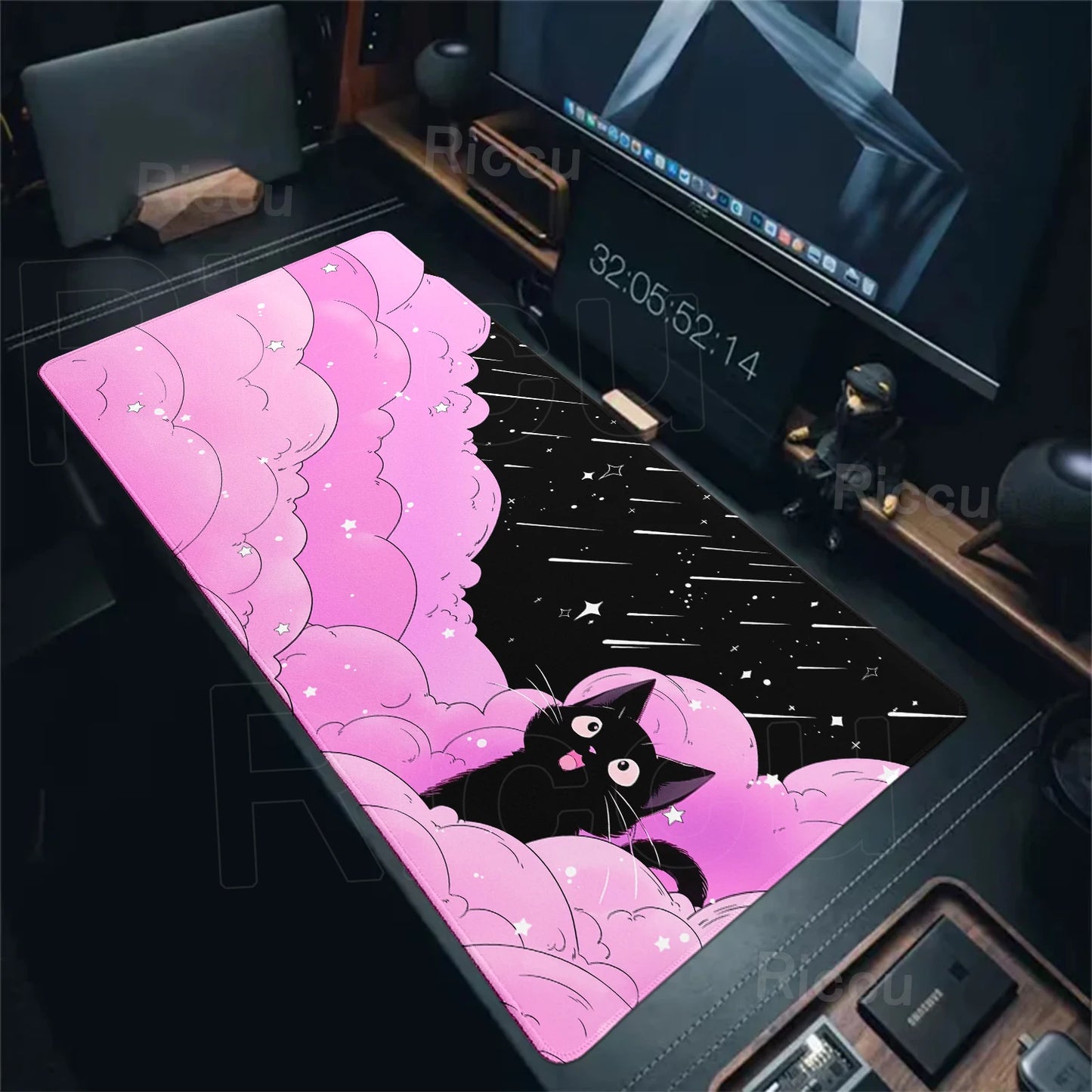 Cat Mouse Pad Office Pastel Clouds Desk Mat Large E-Sports Keyboard Pad Non-Slip Natural Rubber Mouse Mat PC Gaming Pads