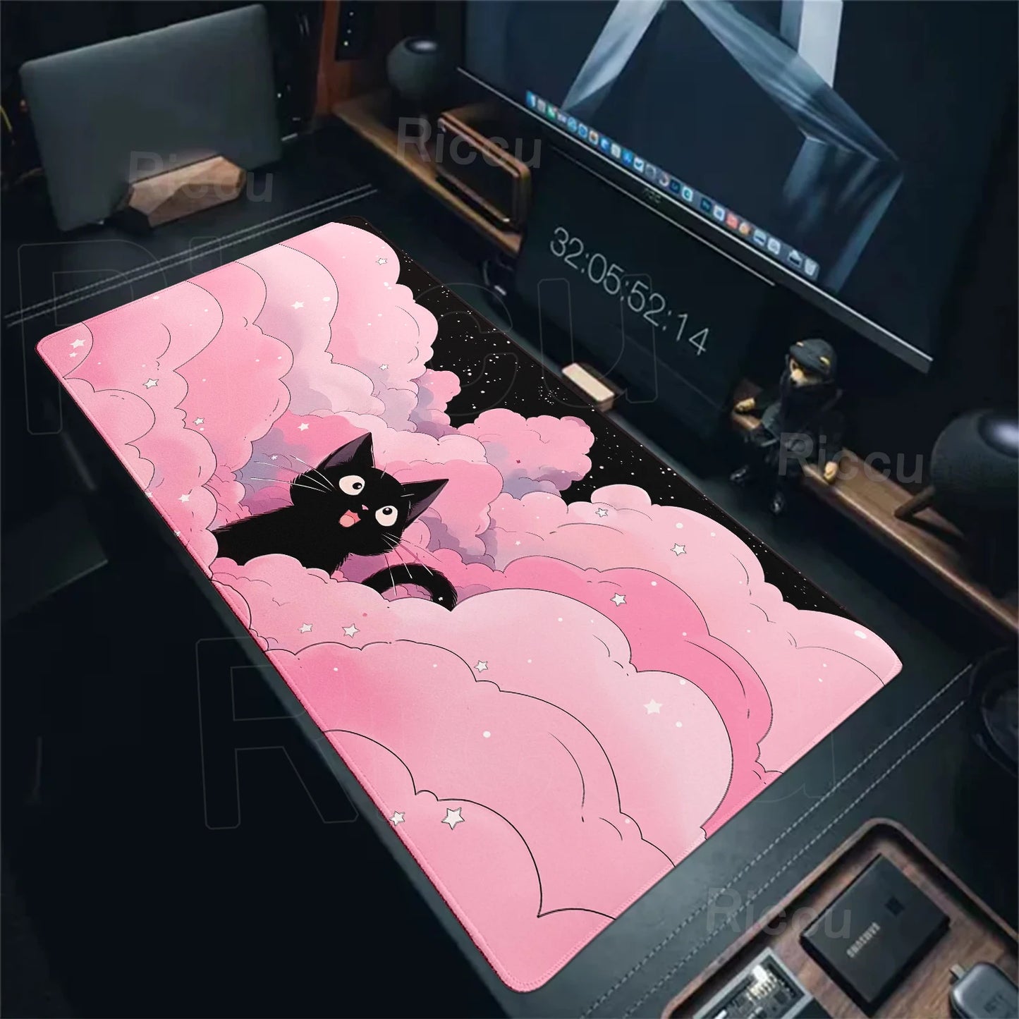 Cat Mouse Pad Office Pastel Clouds Desk Mat Large E-Sports Keyboard Pad Non-Slip Natural Rubber Mouse Mat PC Gaming Pads