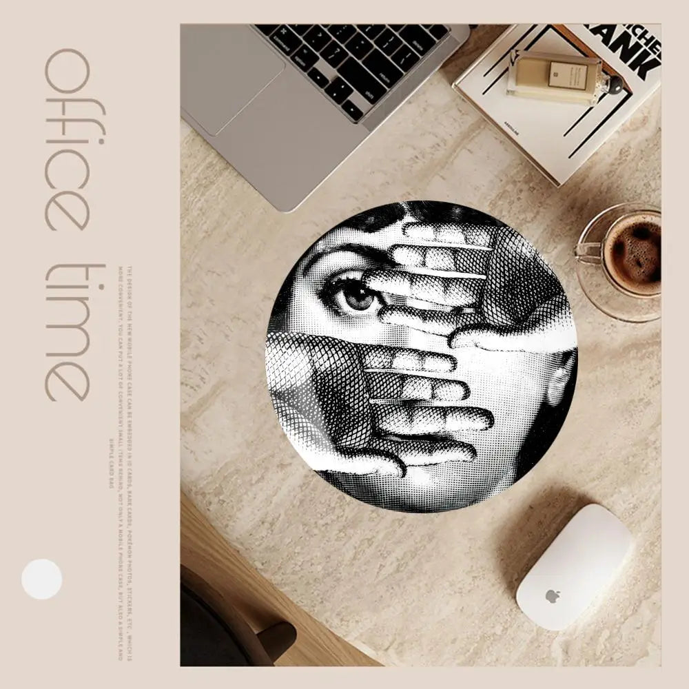 Face Art Fornasettie Circular Mouse Pad game e-sports universal desktop laptop simple office rubber small non-slip pad