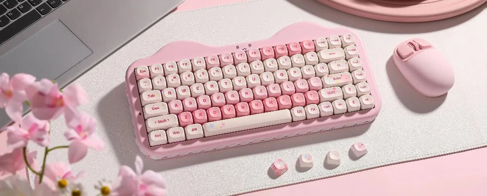YUNZII C75 Mechanical Keyboard Tri-Mode Wireless RGB Gamer Keyboard Gasket Cute Design Hot Swap Ergonomics Gaming Accessories