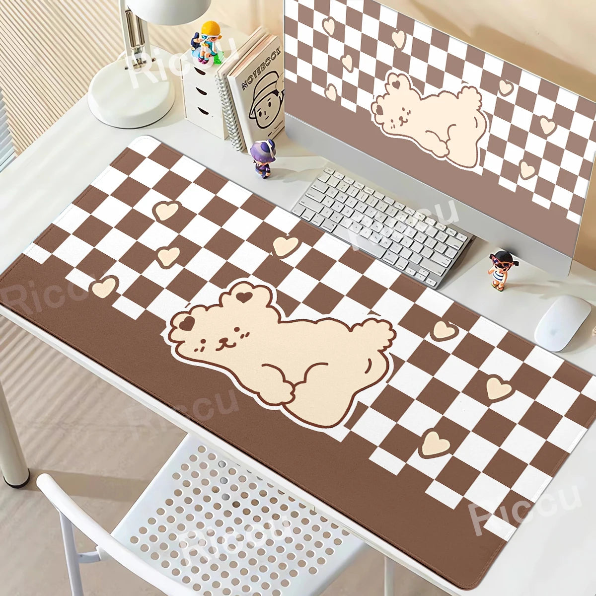 Kawaii Brown Bear Mousepad Desk Decoration Non-Slip Mat Cartoon Office Largr Mouse Pad PC Keyboard Accessories Cute Animal Pads