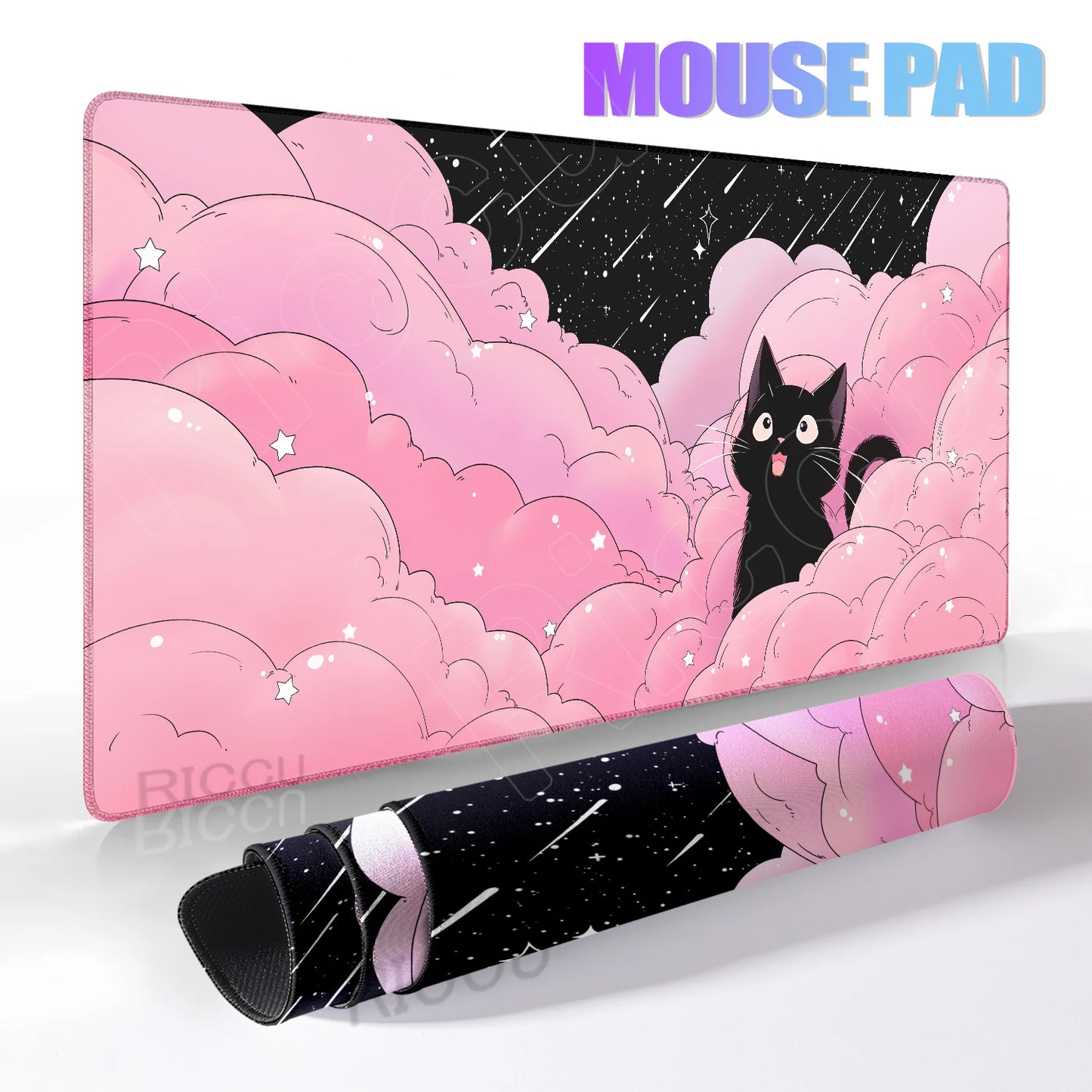 Cat Mouse Pad Office Pastel Clouds Desk Mat Large E-Sports Keyboard Pad Non-Slip Natural Rubber Mouse Mat PC Gaming Pads