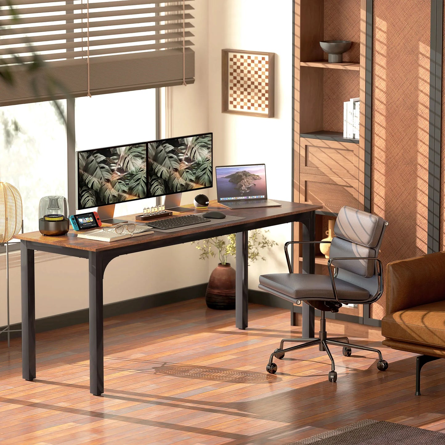 Homcom 70.9" Computer Desk, Desktop Desk with Metal Legs, Black
