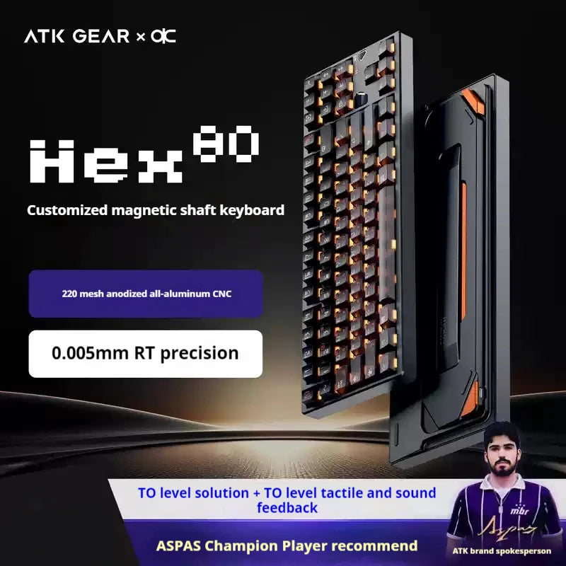 ATK×QK Hex80 Magnetic Axis Keyboard Game Esports Customization 80% Configuration Aluminum Lump Computer Peripheral WiredKeyboard