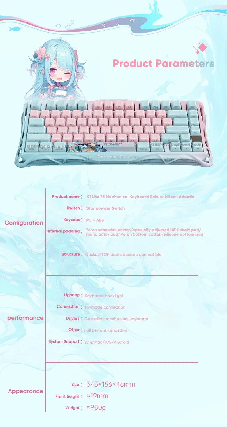 Grava Star Mercury K1 Wireless Gaming Mechanical Keyboard 79Keys Bluetooth 2.4G Wired RGB Hotswap Gamer Non-contact Keyboard