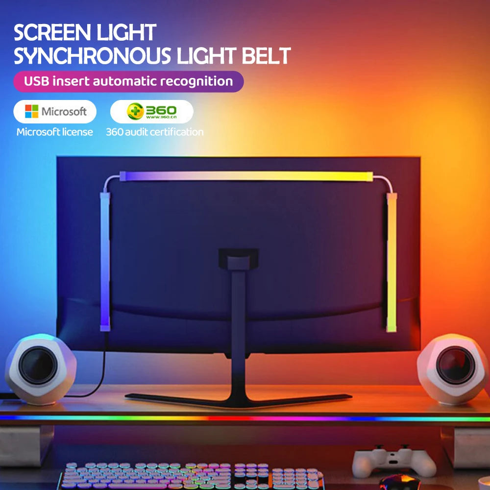 RGB Gaming Lights Strip Monitor Backlight LED Display Sync PC Screen Ambient Lighting APP Synchronization Decor Game Room Party