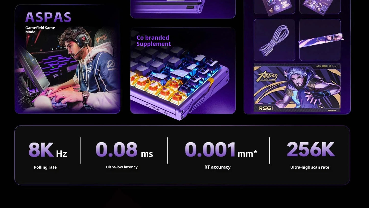 Authentic Atk Rs6 Magnetic Axis Keyboard Professional Esports Gaming Mechanical Aluminum Computer Keyboard High-End Single Mode