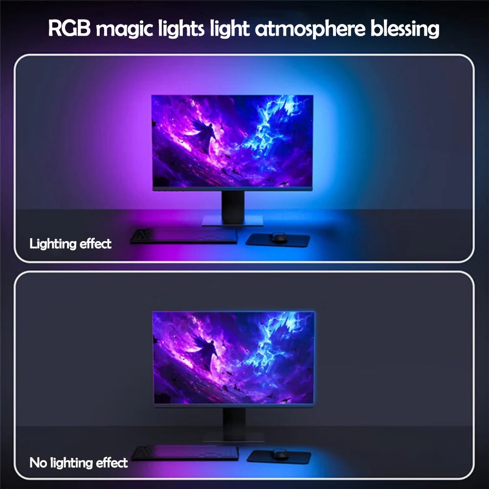 RGB Gaming Lights Strip Monitor Backlight LED Display Sync PC Screen Ambient Lighting APP Synchronization Decor Game Room Party