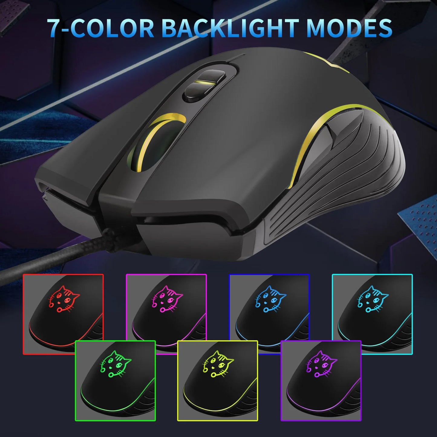 USB Wired Gaming Mouse Pink Computer Professional E-sports Mause 2400 DPI Colorful Backlit Silent Mice for Lol Data Laptop Pc