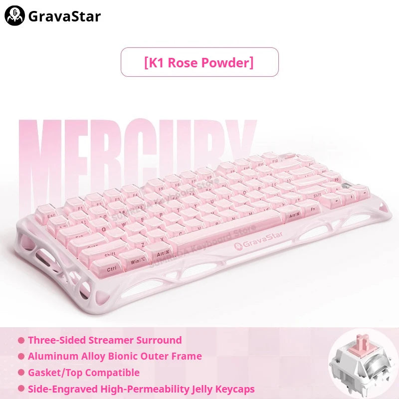 Grava Star Mercury K1 Wireless Gaming Mechanical Keyboard 79Keys Bluetooth 2.4G Wired RGB Hotswap Gamer Non-contact Keyboard