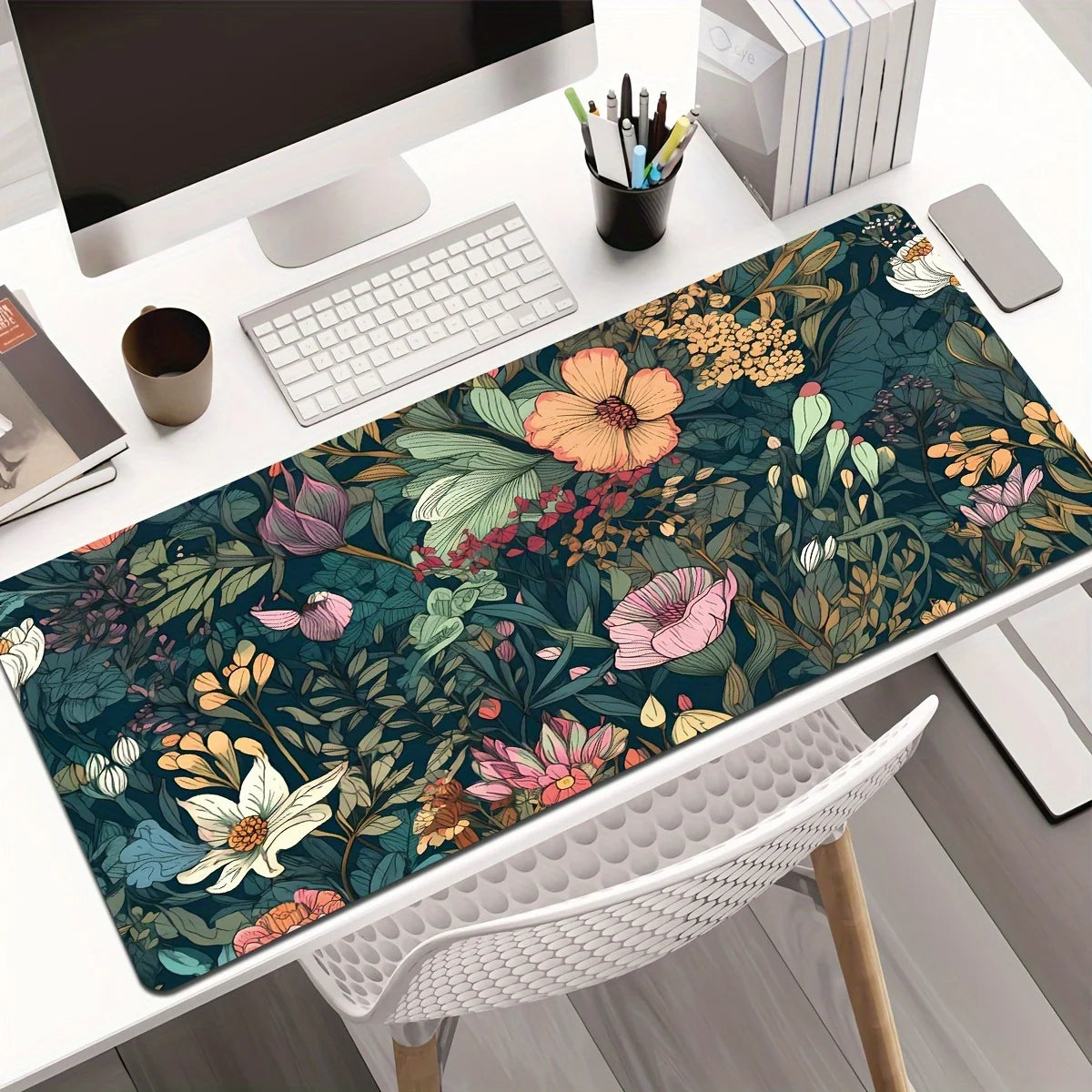 Beautiful Floral Pads Large Gaming Mouse Pad with Non-slip Rubber Base Precise Seam Design Washable and Durable for Office Use