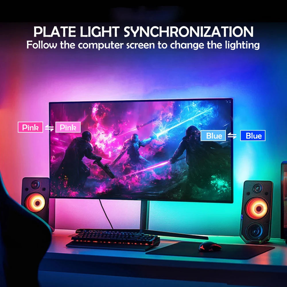 RGB Gaming Lights Strip Monitor Backlight LED Display Sync PC Screen Ambient Lighting APP Synchronization Decor Game Room Party