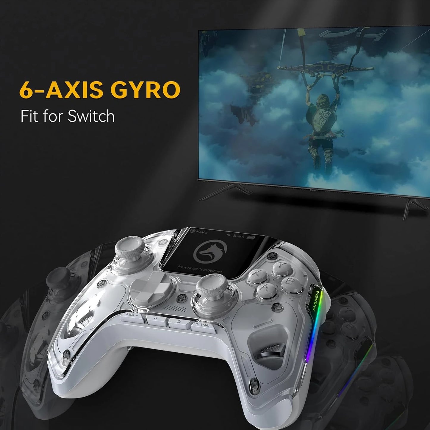 Wireless Gaming Controller Mamba One V2 for iOS/Android/Switch/PC  Hall Effect Stick RGB Light 1800mAh with Charging Dock