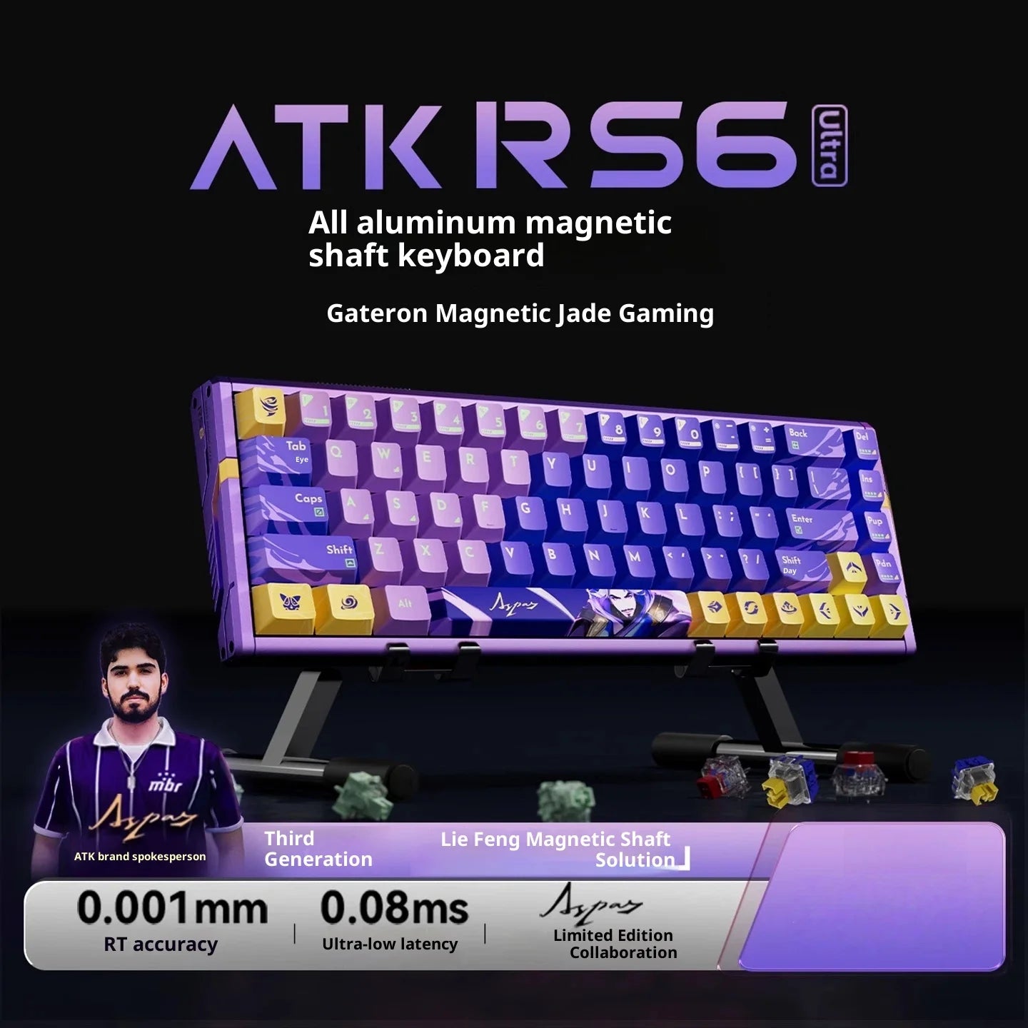 Authentic Atk Rs6 Magnetic Axis Keyboard Professional Esports Gaming Mechanical Aluminum Computer Keyboard High-End Single Mode