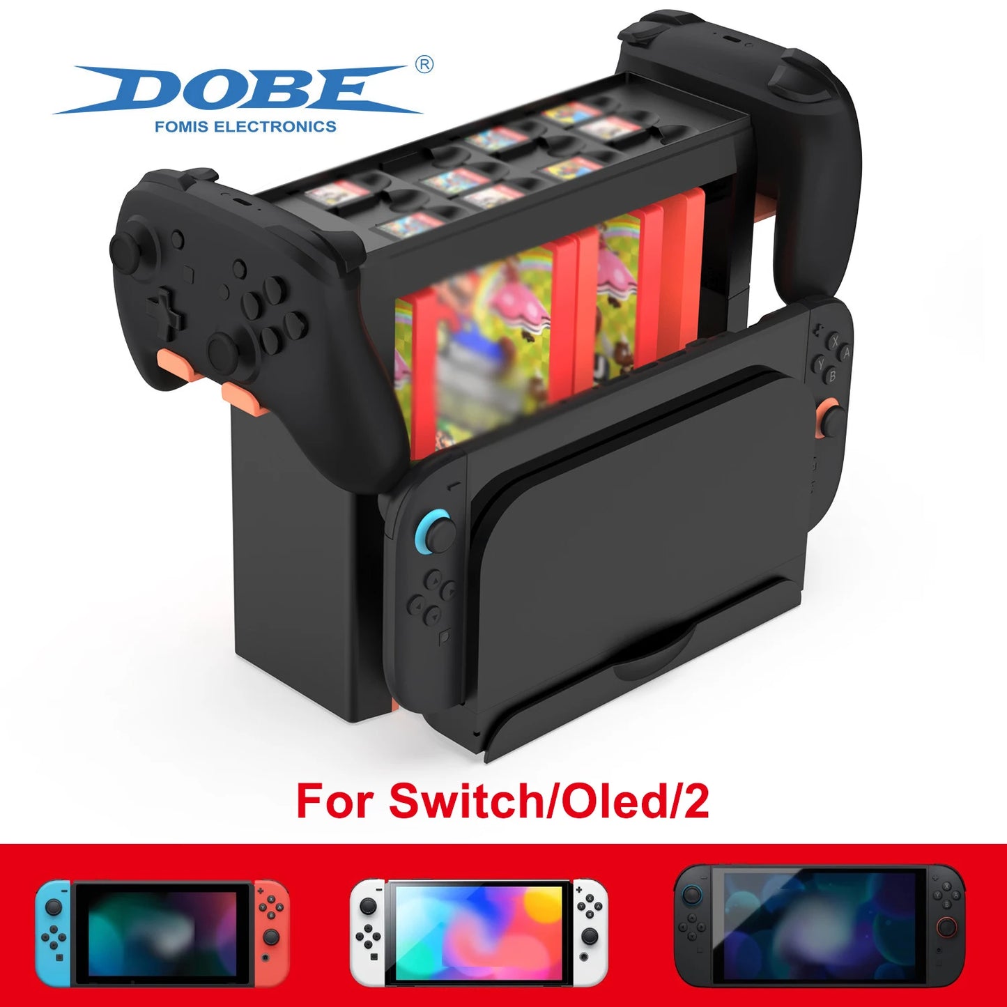 Univercial Organizer for Switch 2/OLED/Switch, Storage Stand for Game Cards/Discs/TV Dock/Console/Controller, Accessories Kit