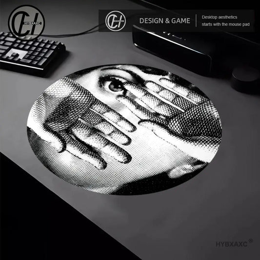 Face Art Fornasettie Circular Mouse Pad game e-sports universal desktop laptop simple office rubber small non-slip pad