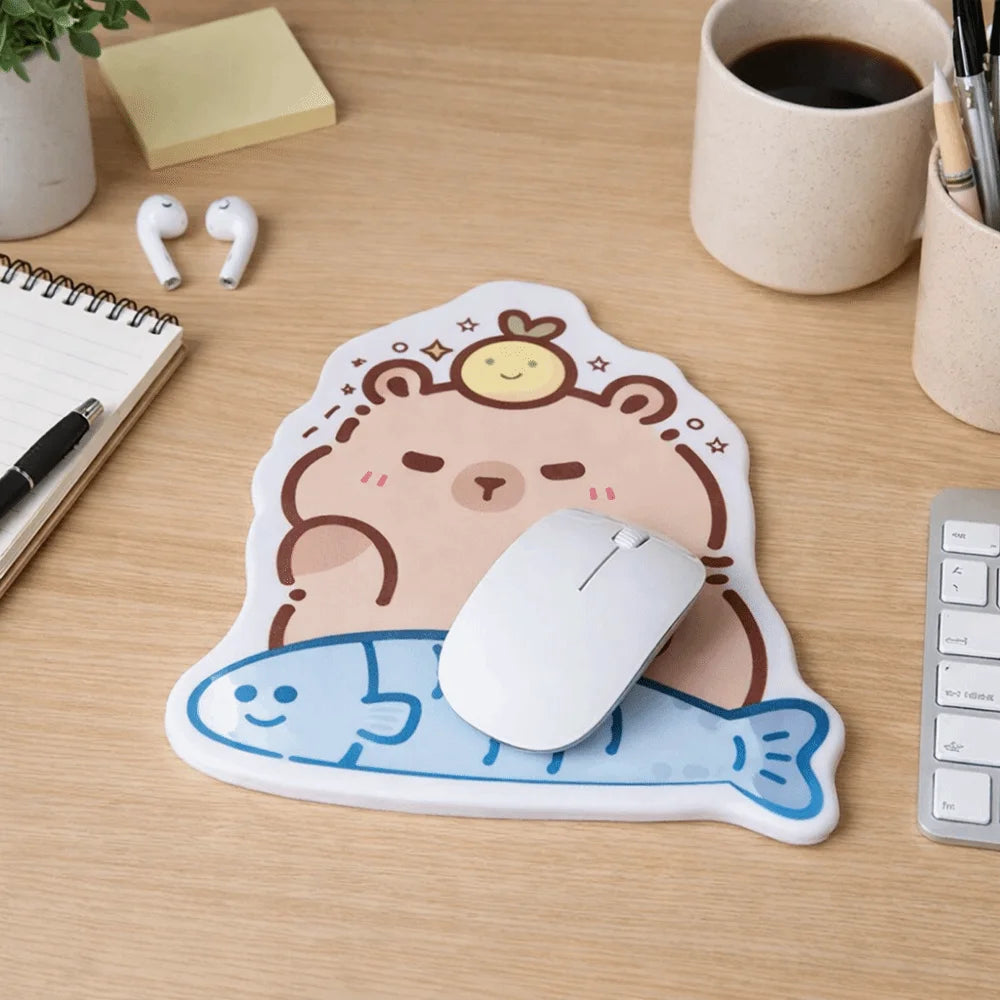 Creative Cartoon Mouse Pad Capybara Printed Comfortable Mouse Wrist Support Pad with Wrist Guard Comfort