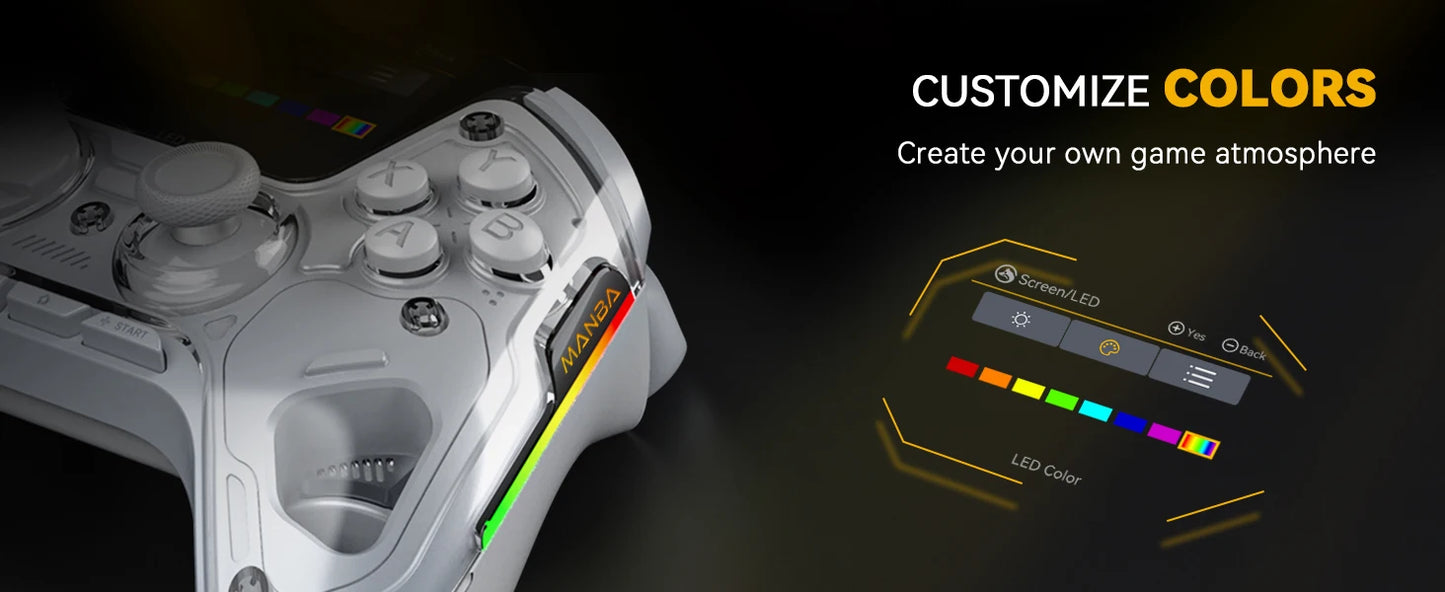 Wireless Gaming Controller Mamba One V2 for iOS/Android/Switch/PC  Hall Effect Stick RGB Light 1800mAh with Charging Dock