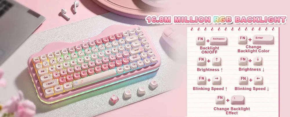 YUNZII C75 Mechanical Keyboard Tri-Mode Wireless RGB Gamer Keyboard Gasket Cute Design Hot Swap Ergonomics Gaming Accessories