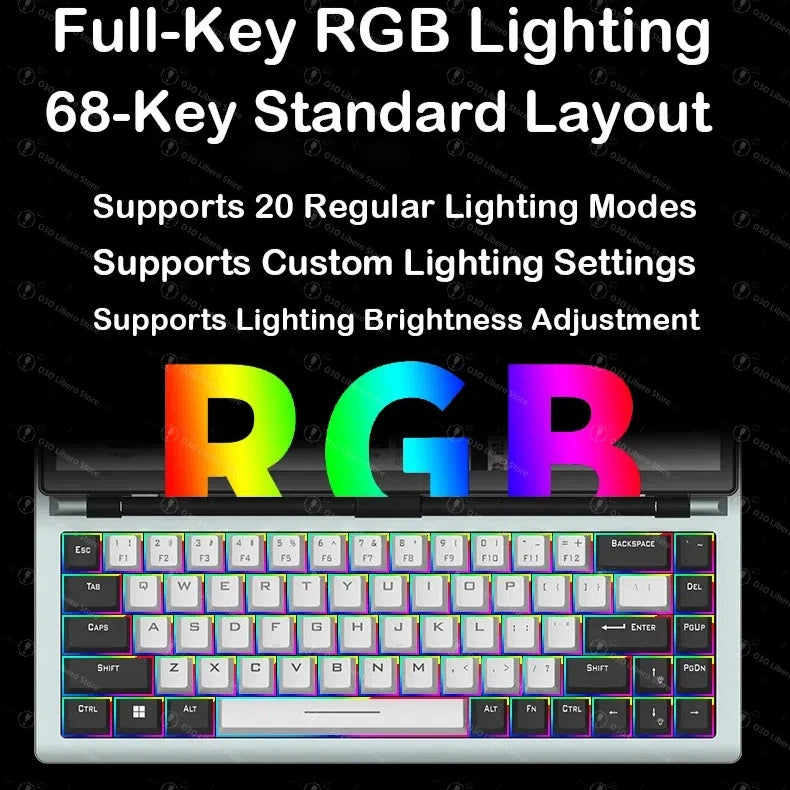 68 Keys Gaming Mechanical Keyboard 12.3'' IPS Touch Screen with Camera and Speaker RGB Support Hot Swappable  Ergonomic Design