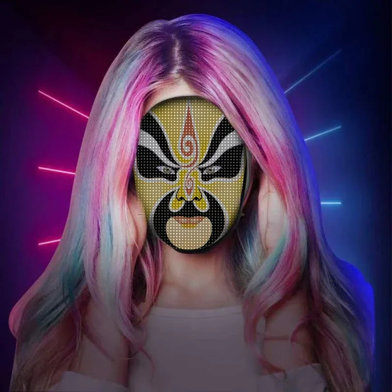 Bluetooth APP Control Smart Carnival Led Face Masks Display Led Light Up Mask Programmable Change Face DIY Photoes for Halloween