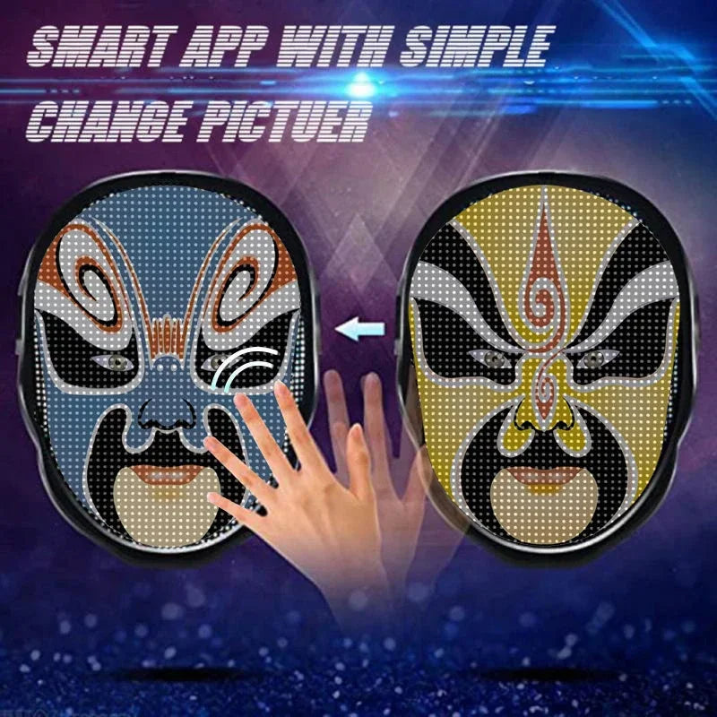 Bluetooth APP Control Smart Carnival Led Face Masks Display Led Light Up Mask Programmable Change Face DIY Photoes for Halloween