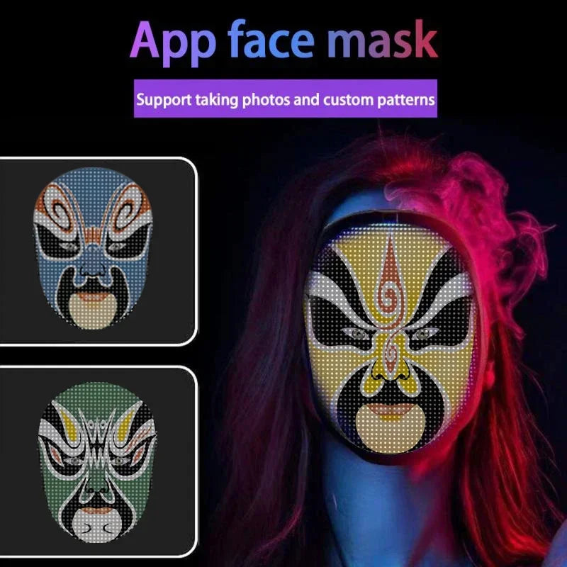 Bluetooth APP Control Smart Carnival Led Face Masks Display Led Light Up Mask Programmable Change Face DIY Photoes for Halloween
