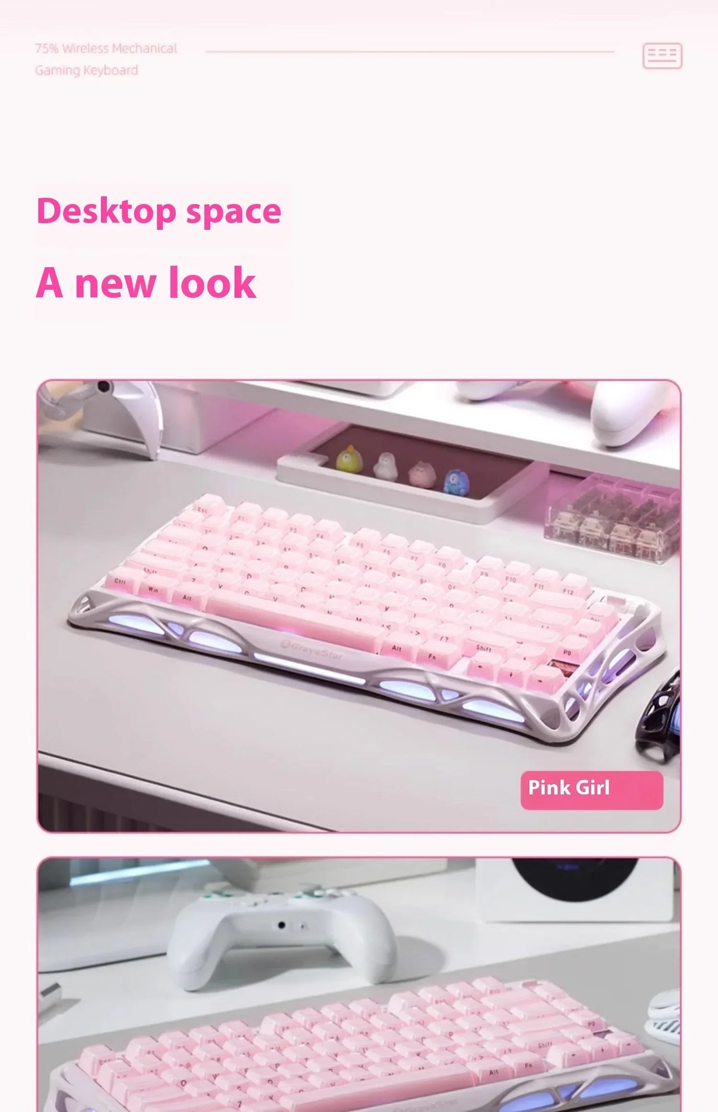 Grava Star Mercury K1 Wireless Gaming Mechanical Keyboard 79Keys Bluetooth 2.4G Wired RGB Hotswap Gamer Non-contact Keyboard