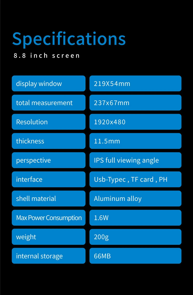 3.5 / 5 Inch IPS Type-C Secondary Screen Mini Computer USB Display CPU GPU RAM HDD Monitor with Holder Metal Case No Use AIDA64