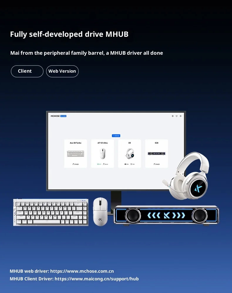 MCHOSE ACE68 Turbo Mechanical Gaming Keyboard Customized 0.001mm Rapid Trigger RGB 16K Polling Rate Low latency high precision