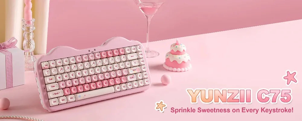 YUNZII C75 Mechanical Keyboard Tri-Mode Wireless RGB Gamer Keyboard Gasket Cute Design Hot Swap Ergonomics Gaming Accessories