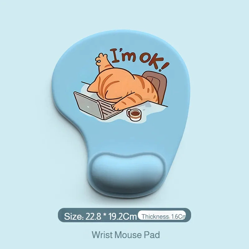 Cute Cartoon Animal Mouse Pad Soft Silicone Comfortable Wrist Support Pad Durable Ergonomic Mouse Pad for Home Office Computer