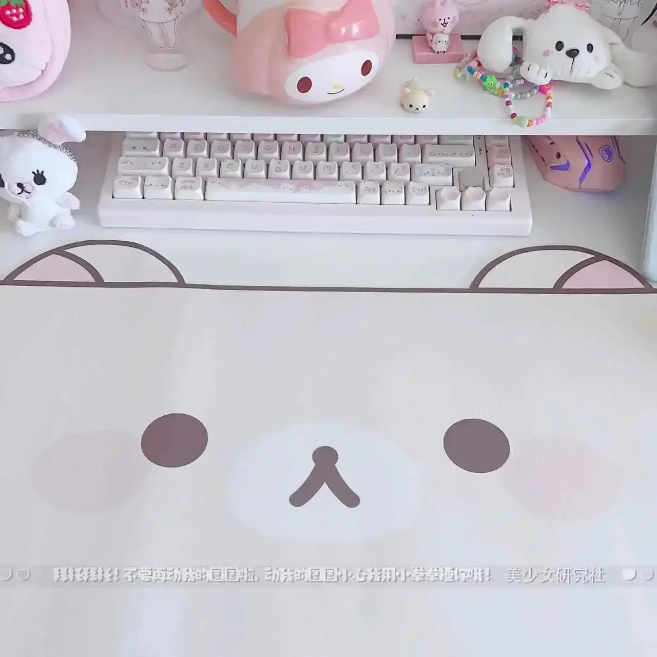 Kawaii Cute Ins Style Mouse Pad Original Cat Oversized Leather Waterproof Desk Pad Office Study Dormitory Computer Keyboard Pad