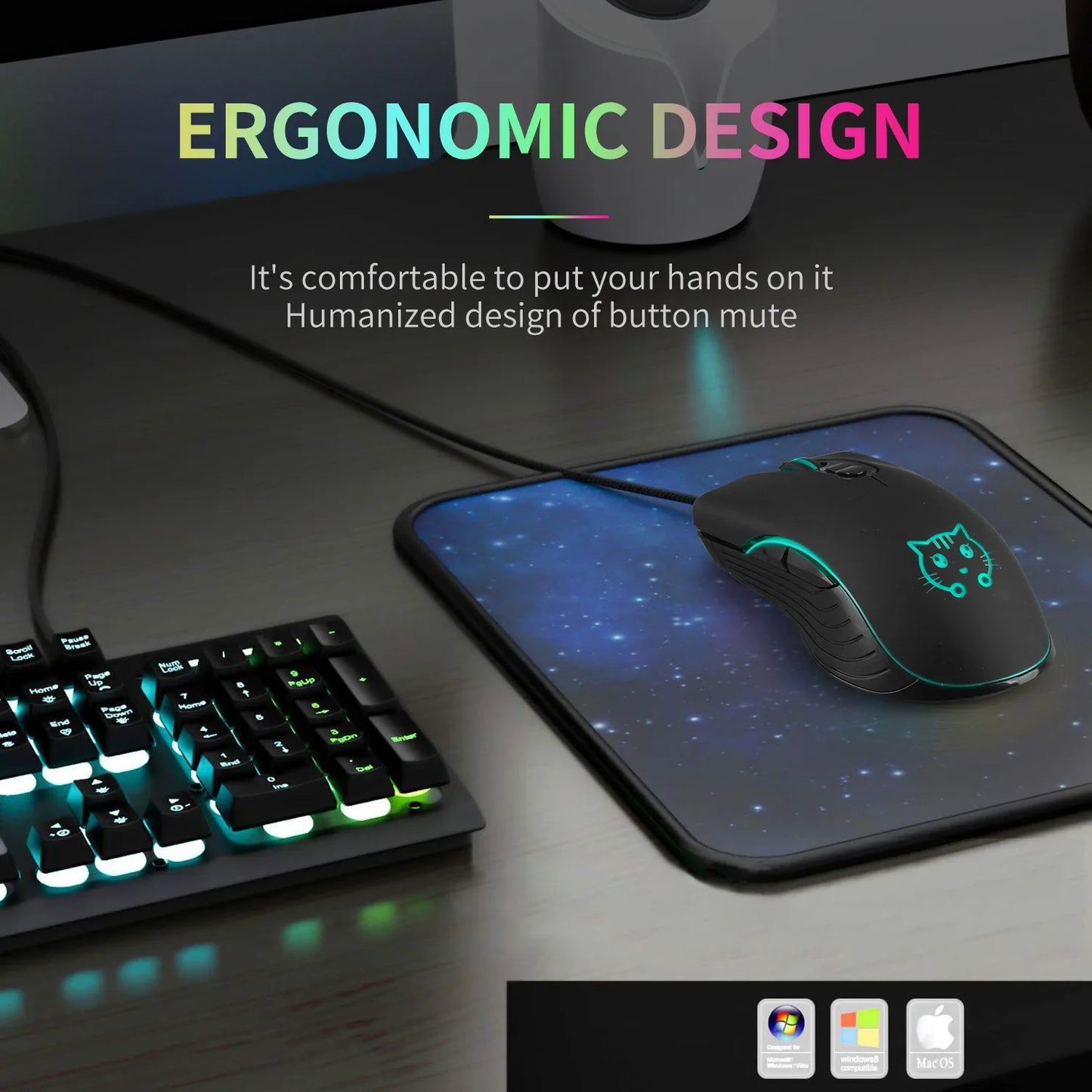 USB Wired Gaming Mouse Pink Computer Professional E-sports Mause 2400 DPI Colorful Backlit Silent Mice for Lol Data Laptop Pc
