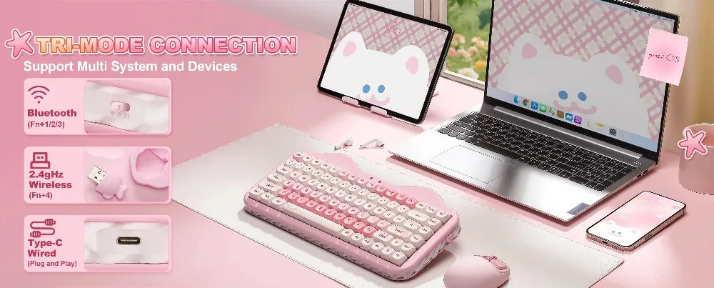 YUNZII C75 Mechanical Keyboard Tri-Mode Wireless RGB Gamer Keyboard Gasket Cute Design Hot Swap Ergonomics Gaming Accessories