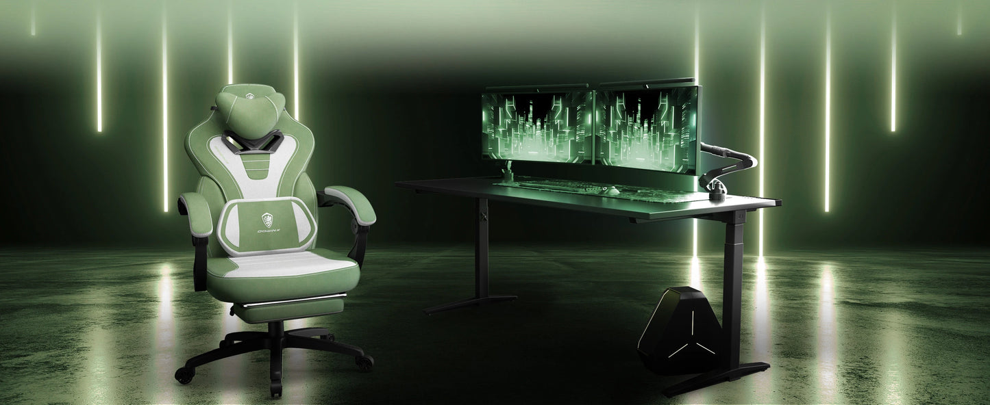 Dowinx Fabric Gaming Chair with Footrest, Big and Tall Gaming Chair for Heavy People, Computer/PC Gamer Chair for Adult