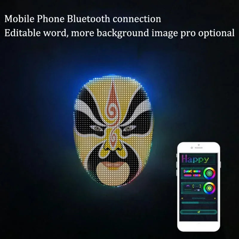 Bluetooth APP Control Smart Carnival Led Face Masks Display Led Light Up Mask Programmable Change Face DIY Photoes for Halloween