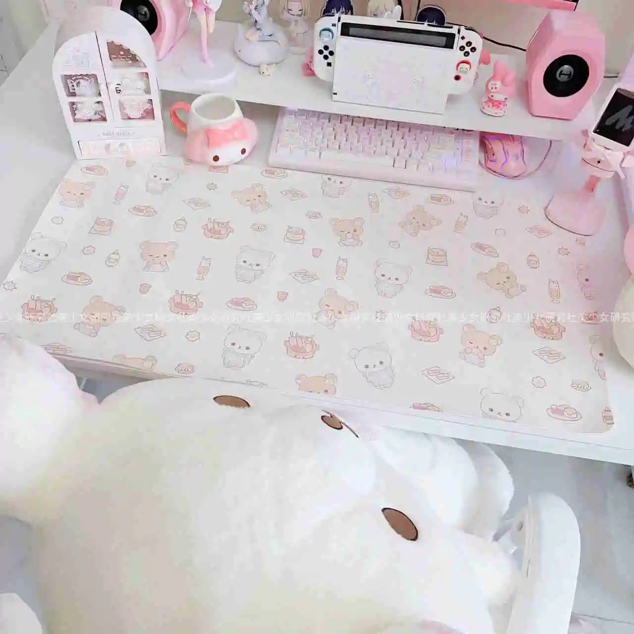 Kawaii Cute Ins Style Mouse Pad Original Cat Oversized Leather Waterproof Desk Pad Office Study Dormitory Computer Keyboard Pad