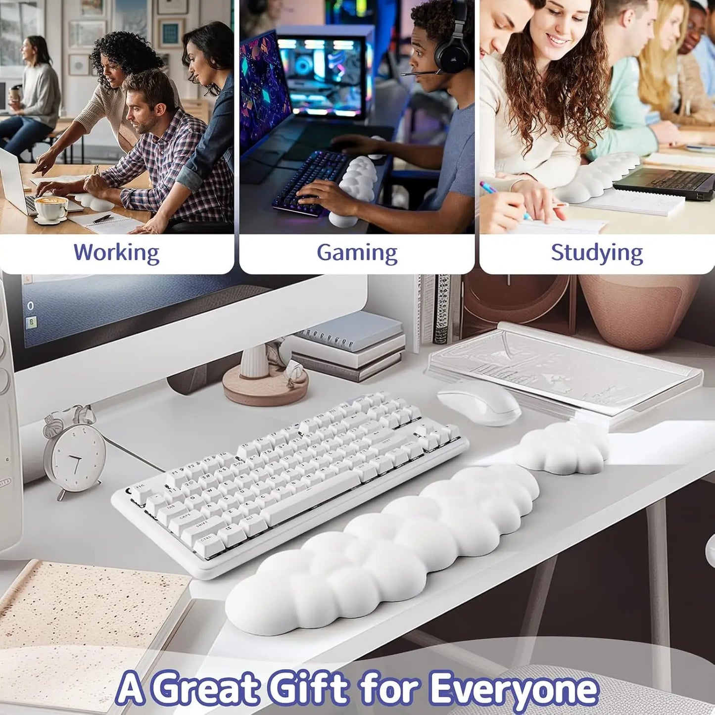 Mouse pad with wrist rest Cloud Wrist Rest for Computer Keyboard Arm Wrist Rest with Non-Slip Base Extended Wrist Rest Ergonomic