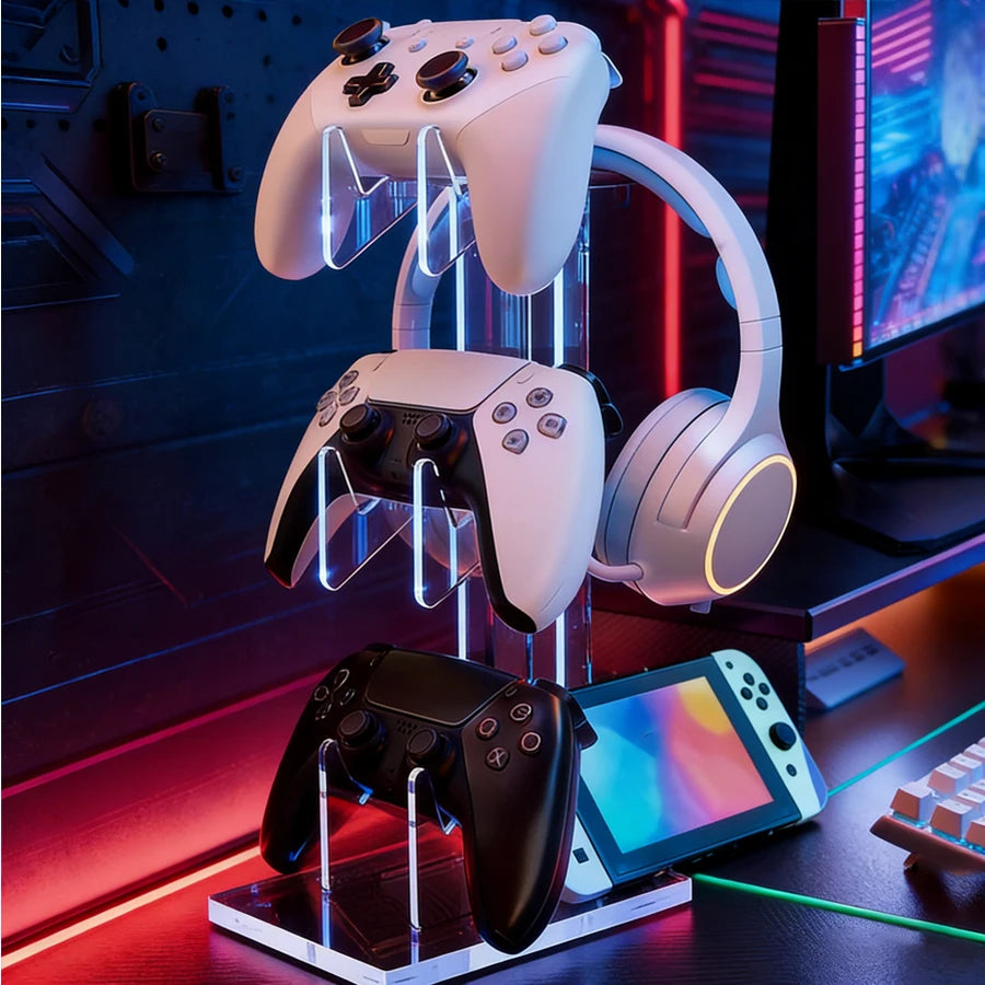 3 in 1 Universal Gaming Stand for Xbox/Switch Controller & Headset, Desktop Storage Organizer Holder
