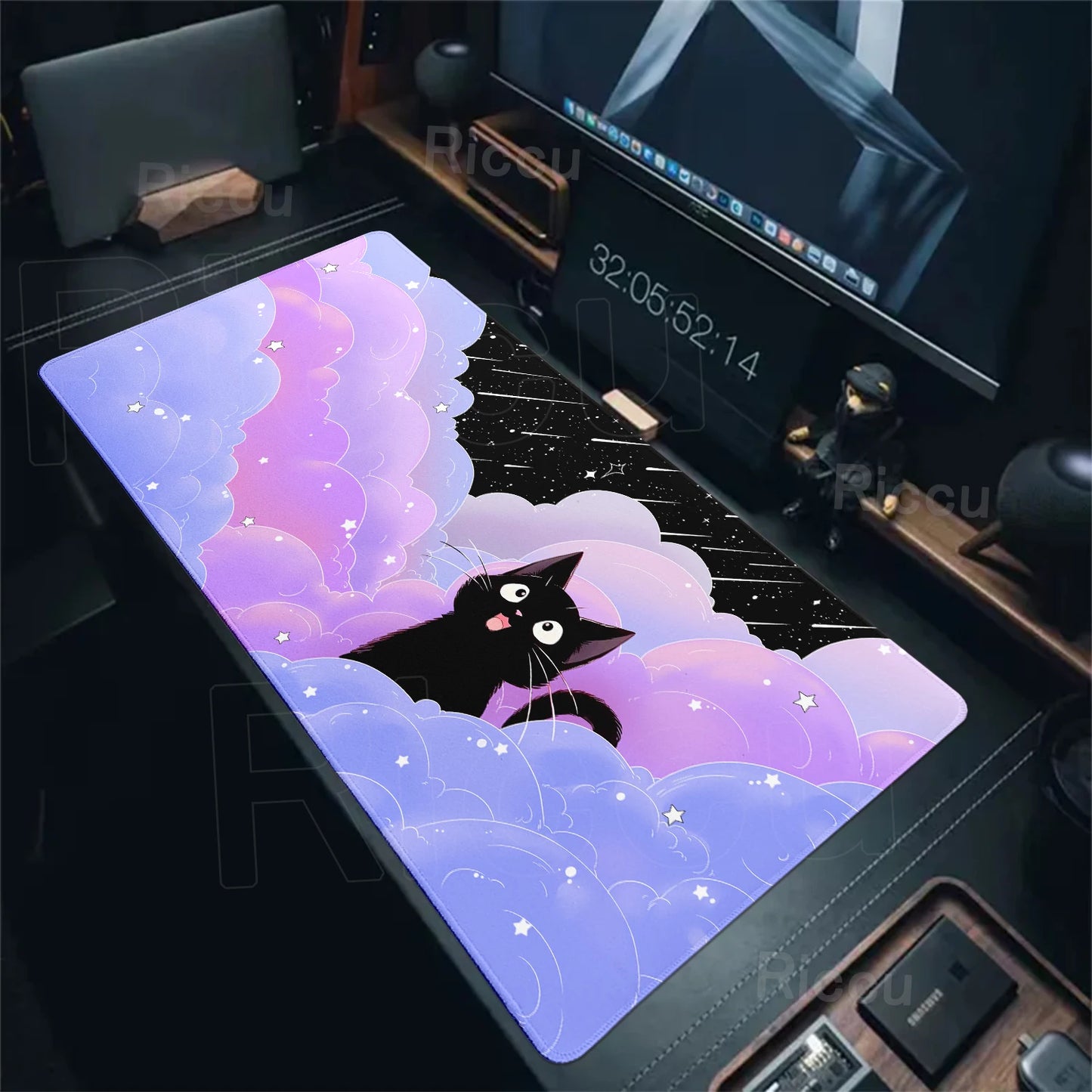 Cat Mouse Pad Office Pastel Clouds Desk Mat Large E-Sports Keyboard Pad Non-Slip Natural Rubber Mouse Mat PC Gaming Pads